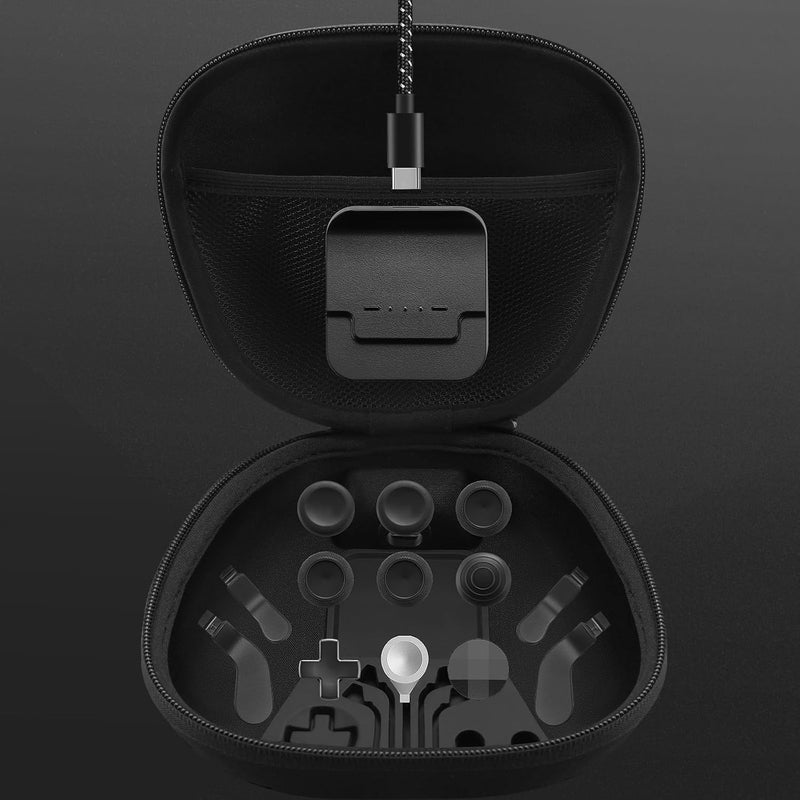 VANPARK Complete Component Pack for Xbox Elite Controller Series 2 Core，Accessories Include 1 Carrying Case, 1 Charging Dock&Cable, Metal 6 Joysticks, 4 Paddles, 2 D-Pads, 1 Adjustment Tool(Black) - Image 2
